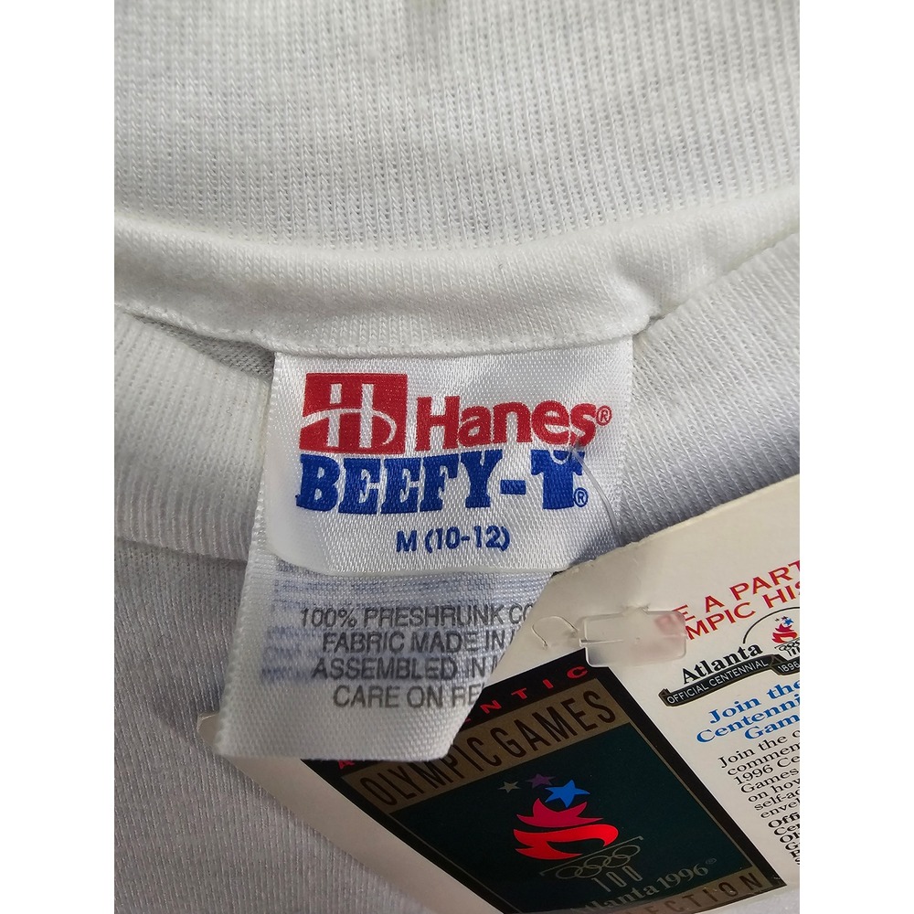 Vintage 1996 Atlanta Olympics Team America T-Shirt Hanes Beefy-T Kids Medium NWT - Picture 2 of 9